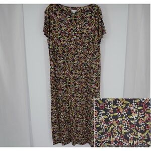 J. JILL Floral Short Sleeve Dress XL Petite Stretch Boho Hawaiian Vacation EUC